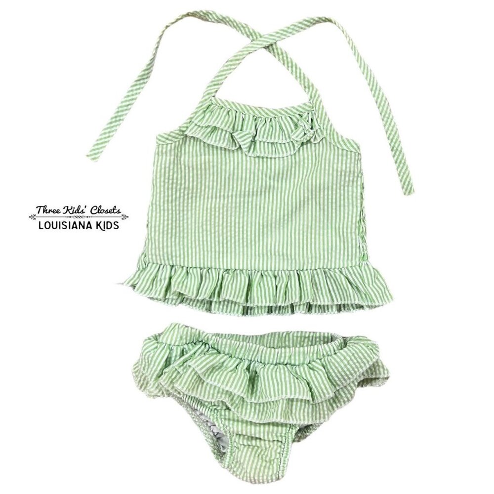Green & White 12-18m Seersucker Bikini Swim Bathing Suit